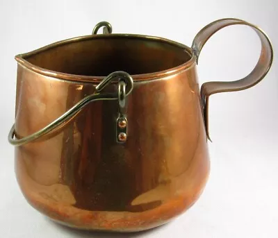 Vintage Copper Coal Ash Scuttle Bucket Pot With 2 Handles 5-7/8  Tall • $27.99