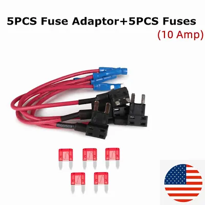 5 Pack Car Add-a-circuit Fuse TAP Adapter Set Mini ATM APM 10A AMP • $8.99