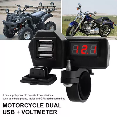 Motorcycle Phone USB Charger LED Voltmeter For Yamaha V-Star 650 950 1100 1300 • $13.90