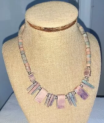 Vintage Coconut Shell Beads Gerda Lynggaard Monies Style Necklace-Purple Green++ • $49.99