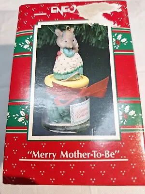 VINTAGE Enesco Merry Mother-To-Be Christmas Ornament Pregnant Mouse PicklesDV110 • $21.99