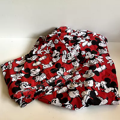 Vintage Mickey Mouse Disney Twin Flat And Fitted Sheet Black Red White USA • $29.99