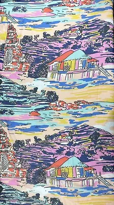 Womens Oversized Vintage Scarf  Wrap   Shawl Beach Sarong Multicolored 52”x67” • $3.99