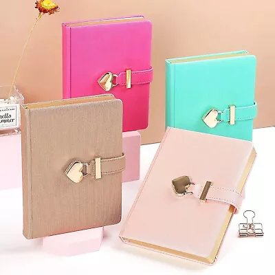 Girls Gifts Leather Journal Heart Lock Notebook With Key School Diaries (Rose) • $60.17