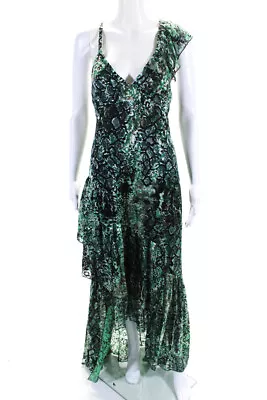 Alice + Olivia Womens Abstract Print Sleeveless High-Low Dress Green Size 4 • $49.99
