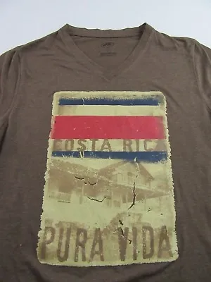 COSTA RICA Pura Vida Central America Tourist Vacation SS V Neck T Shirt Size L • $23.99