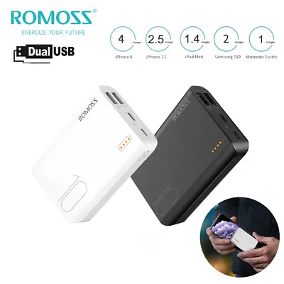 $27.99 • Buy Romoss External Power Bank Dual USB 2.1A Fast Portable Charger 10000mAh Fr Phone