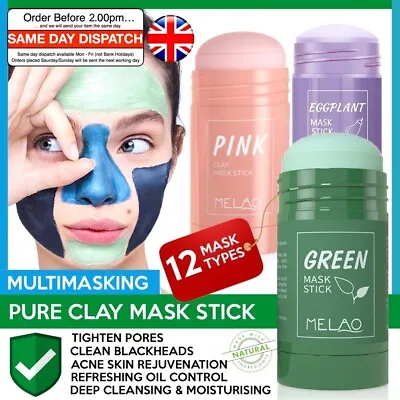 🌿Green Tea Purifying Clay Mask Stick Anti Acne Aging Clean Pores Oil Control UK • £2.99