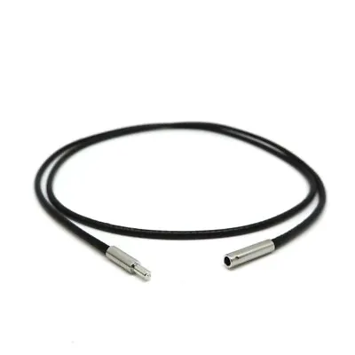$5.50 • Buy Men Women Black Leather Cord Choker Stainless Necklace Rope (Steel Turn & Click)