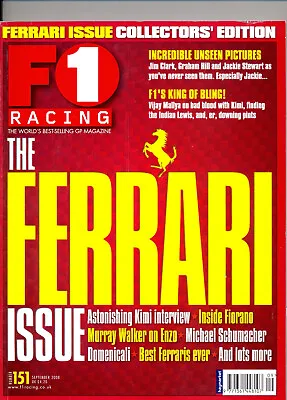 F1 RACING MAGAZINE - SEPTEMBER 2008  - The FERRARI Issue - Excellent Condition • £2.75