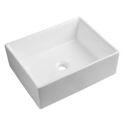 Bathroom Wash Sink Basin Countertop Ceramic Rectangular Modern White • £47.99