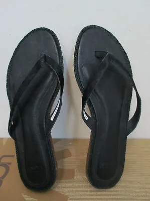 UGG Women's ALLARIA Flip Flops Sandal Shoes 7US BLACK Cow Hair NWOT $90 MSRP • $32.39