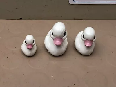 Vintage Small White Duck Figurines Lot Of 3 Family • $9.95