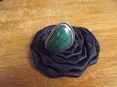 Southwestern Native American Sterling Silver Size 8 Malachite Ring 1.5  X .75  • $80.96