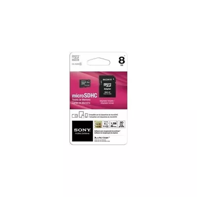 Brand New Sealed Sony 8GB Micro SDHC Card & Adapter SR8A4/TQMN SD HC Class 4 • $11.99