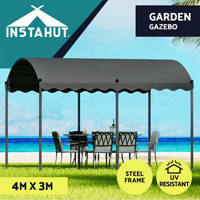 Instahut Gazebo Marquee 4x3 Outdoor Event Wedding Tent Iron Art Canopy Grey • $239.95