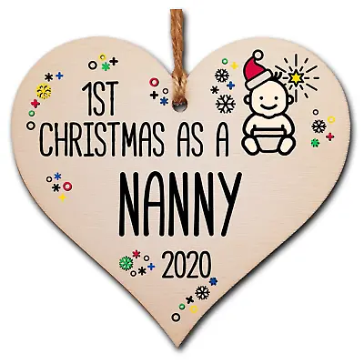 £3.99 • Buy Handmade Christmas Hanging Wooden Heart Plaque Decoration Family Bauble Xmas
