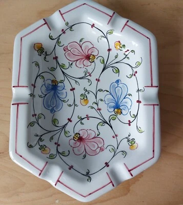 £2 • Buy Vintage  Anfora Agueda Hand Painted Ceramic  Large Ashtray Portuguese.