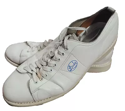 Vintage Linds White Leather Bowling Shoes-603716465-Men's Size 10 D • $25.99