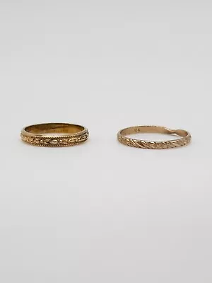 Antique Victorian 1890 SET Of TWO 10k Yellow Gold BABY CHILD Eternity Band Rings • $65