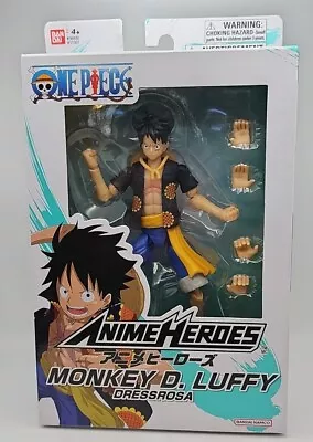 Bandai One Piece Anime Heroes Monkey D Luffy Dressrosa 5.5 Inch Action Figure • $31.95