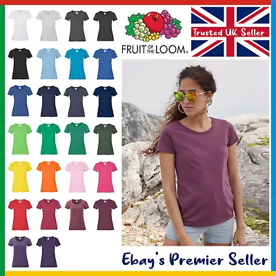 Ladies Plain T-Shirt / Fruit Of The Loom Valueweight / Womens New Blank Tee • £2.68