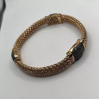 QVC Bronze Milor Italy Ladies Gold Tone Mesh Bracelet With Black Spinel #5 • $34