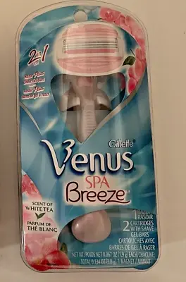 1 Gillette Venus Spa Breeze 2-in-1 Shave Gel Razor Handles & 2 Cartridges • $10.99