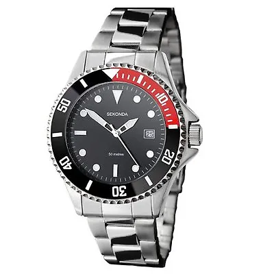 Sekonda Men's Watch With Black Dial And Silver Bracelet 3078 • £24.99