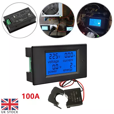 AC 100A Digital Voltage Meter Current Power Energy Voltmeter Monitor KWh Ammeter • £17.66
