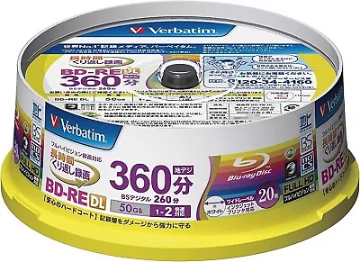 Verbatim Blu-ray BD-RE DL 50GB 2x Rewritable Disc 20-Disc VBE260NP20SV1  • $59.80