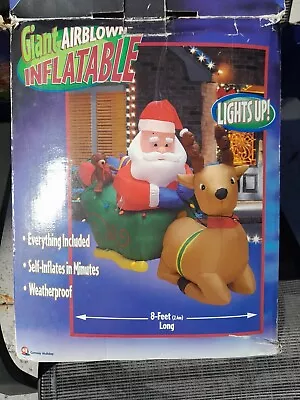 $59.99 • Buy 8' Gemmy Holiday Christmas Inflatable Santa Sleigh & Reindeer 2002 NEEDS REPAIR 