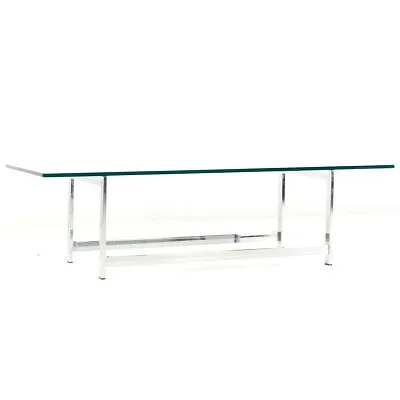 Milo Baughman Style Mid Century Chrome And Glass Coffee Table • $2195
