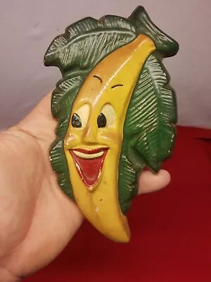 Vintage Chalkware Anthropomorphic Banana Fruit Wall Art Plaque 50's 60's • $21.99