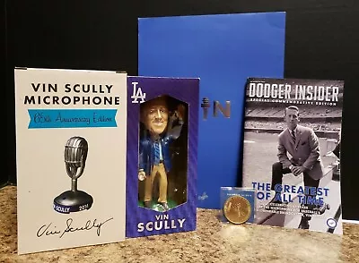 Los Angeles Dodgers Vin Scully Bundle SGA Bobblehead Mic Coin Letter. NEW!! • $400