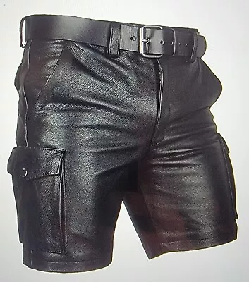 MEN'S BLACK LEATHER CARGO SHORTS From  My Leather Gear  • $140
