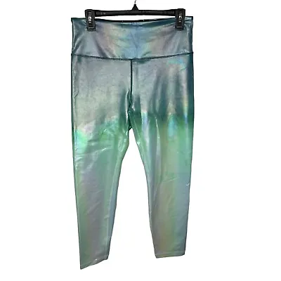 Zyia Leggings Womens 12 Green Teal Metallic Ombre High Waisted Light N Tight • $34.99