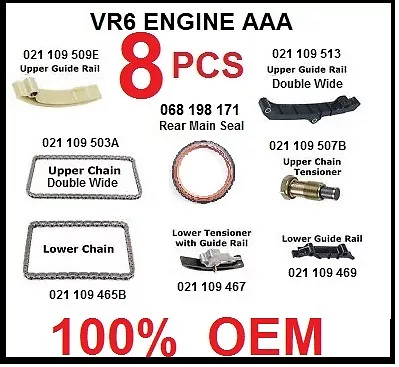 $212.21 • Buy OEM VW 2.8 VR6 1996-1999 JETTA GOLF PASSAT 8 Pcs OEM  TIMING CHAIN KIT AAA CODE