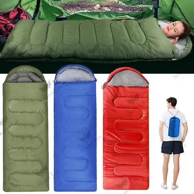 4 Season Outdoor Camping Sleeping Bag Single Envelope Tent Hiking Thermal Winter • £14.66