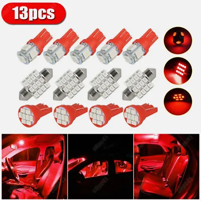 13X LED Lights Interior Package Kit For Car Dome License Plate Lamp Bulbs Red US • $9.39