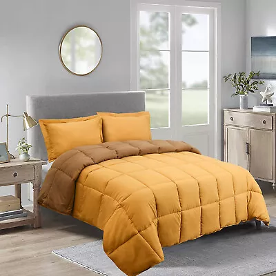 HIG Down Alternative Comforter Set 3 Pcs All Reversible Comforter-Mustard Yellow • $37.99