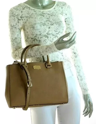 Michael Kors Kellen Medium Saffiano Leather Satchel Tote Bag Dark Khaki  • $128