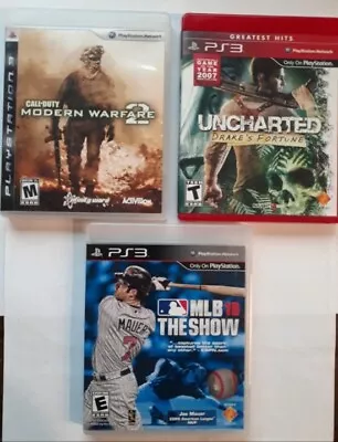 PS3 Games MLB 10 The Show/Uncharted Drake's Fortune/Call Of Duty Mod. Warfare 2 • $26.99