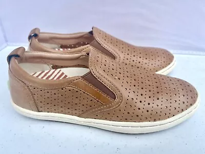 TAOS Court Slip On Women's Size 6 M Tan Leather Sneakers Cut Outs New • $30