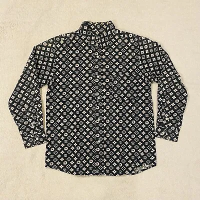 Vintage Stussy Monogram DJ Black Button Shirt Men’s Size Medium • $200