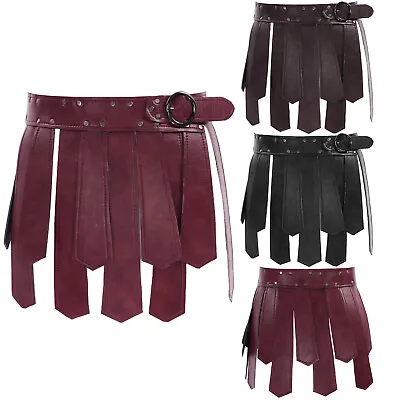 Men's Medieval Tassel Skirt Gladiator Warrior PU Leather WaistBelt Scotland UK • £33.99