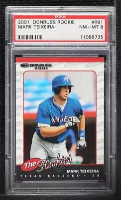 2001 Donruss The Rookies Mark Teixeira #R91 PSA 8 Rookie RC • $12.89