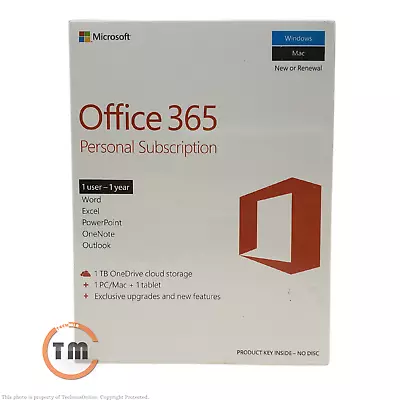 Microsoft Office 365 Personal 1 User - 1 Year Subscription Key Code™ • $64.44