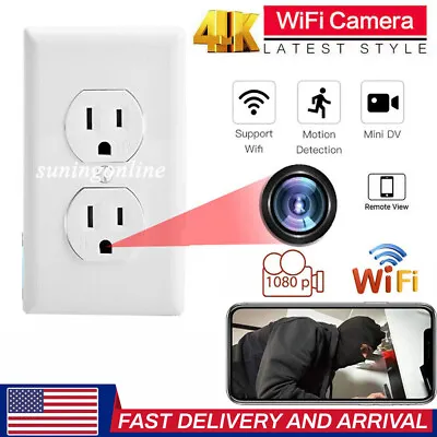 1080P HD WiFi IP Wall AC Outlet Home Security Nanny Camera Audio Video Recorder • $52.91