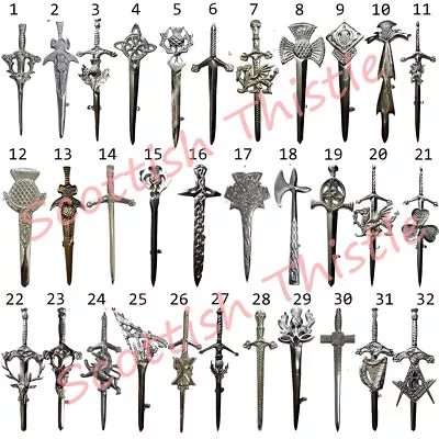 Scottish Kilt Pins Various Design Chrome Finish 4  Highland Pin & Brooch Celtic • £3.99